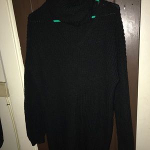 Black sweater dress with choker